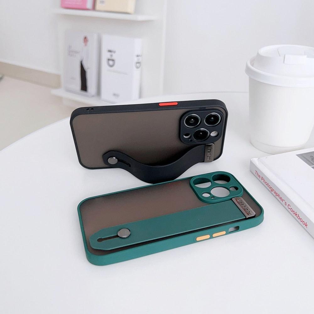 Simple Unique Design Coque en Silicone Protection Complète de l'Objectif Armure Antichoc avec Dragonne pour iPhone 14 13 12 11 Pro Max XR XS X 7 8 Plus Housse de Téléphone Rigide de Luxe en Silicone