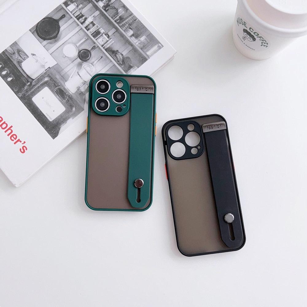 Simple Unique Design Coque en Silicone Protection Complète de l'Objectif Armure Antichoc avec Dragonne pour iPhone 14 13 12 11 Pro Max XR XS X 7 8 Plus Housse de Téléphone Rigide de Luxe en Silicone