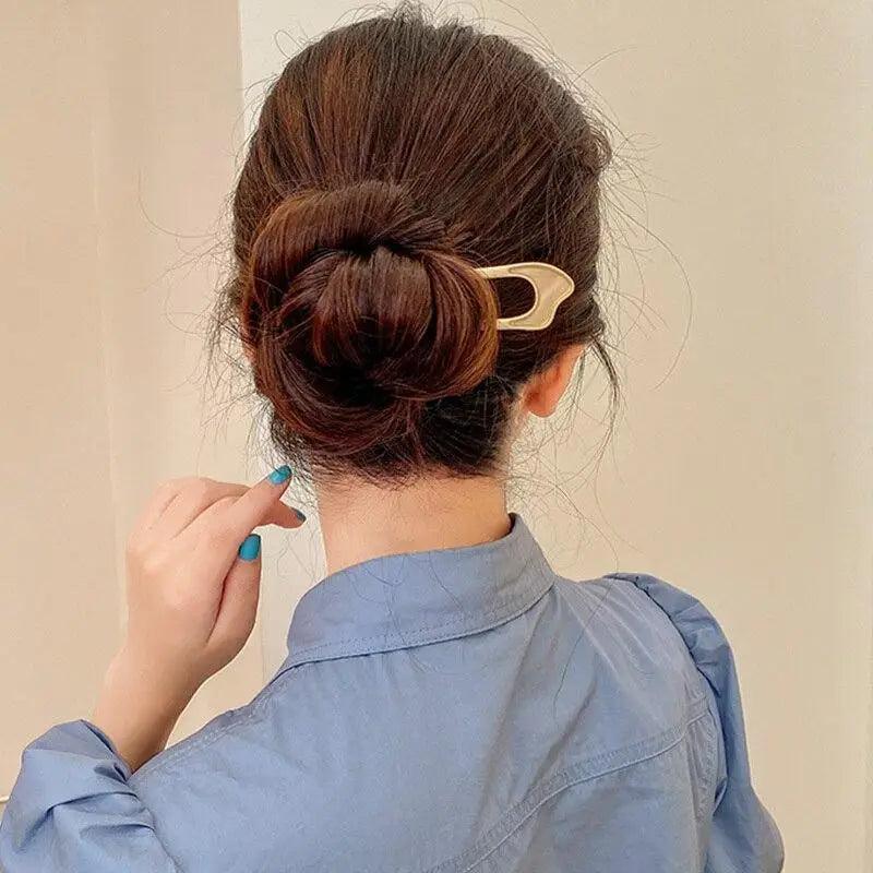 Pique à cheveux simple pour femme, vintage, en forme de U, accessoire pour queue de cheval féminine