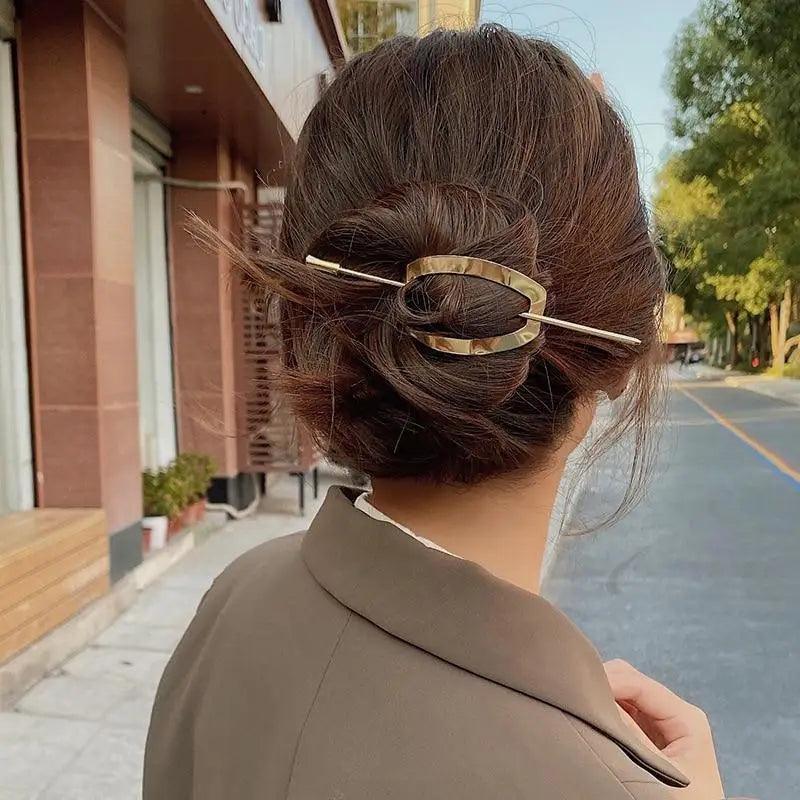 Pique à cheveux simple pour femme, vintage, en forme de U, accessoire pour queue de cheval féminine