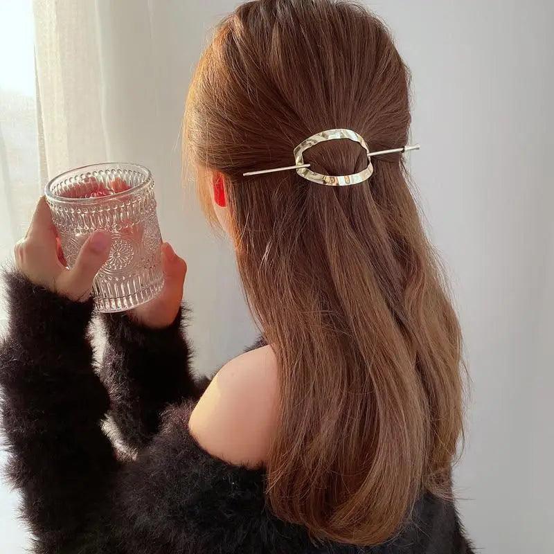 Pique à cheveux simple pour femme, vintage, en forme de U, accessoire pour queue de cheval féminine