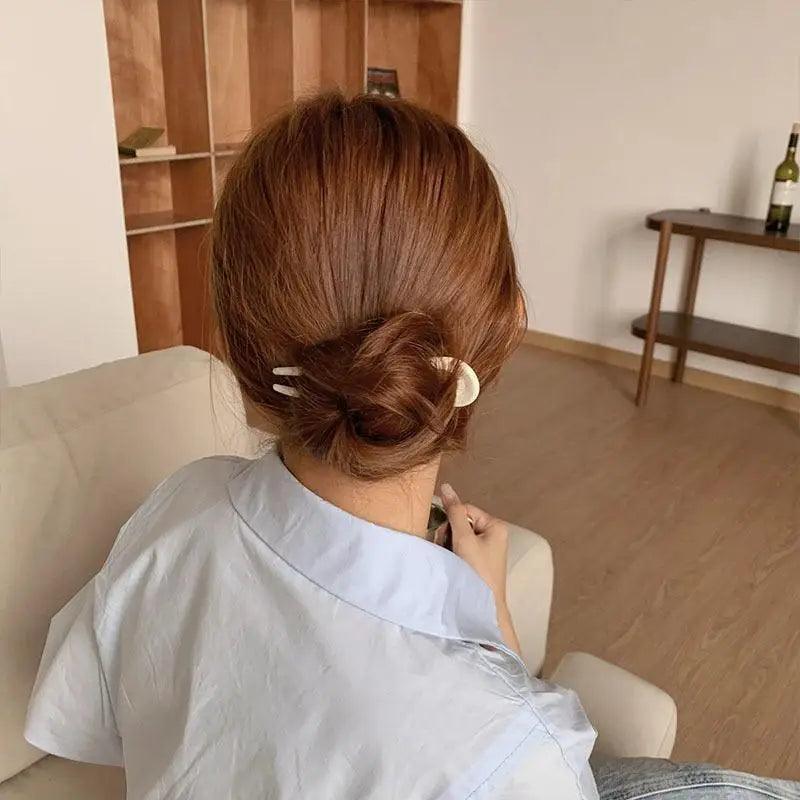 Pique à cheveux simple pour femme, vintage, en forme de U, accessoire pour queue de cheval féminine
