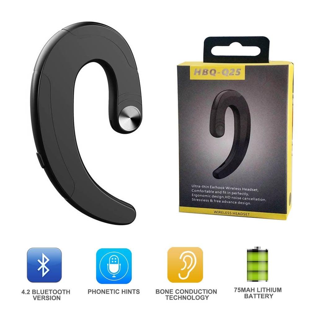 Écouteur unique Bluetooth pour bureau, écouteur sans douleur exquis, suppression du bruit sans fil, écouteurs mains libres à conduction osseuse, casque sans fil avec crochets supra-auriculaires, écouteurs ergonomiques avec micro