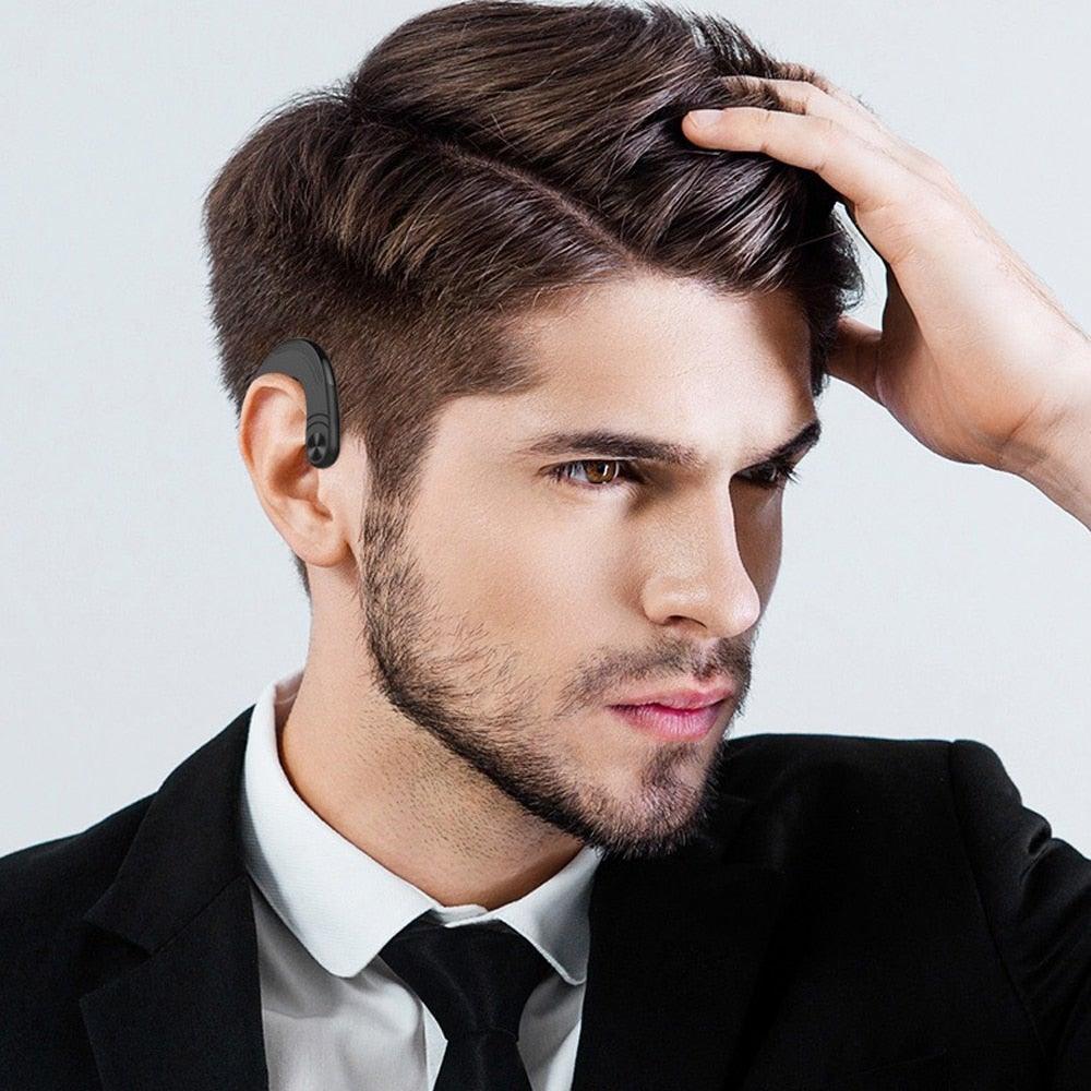Écouteur unique Bluetooth pour bureau, écouteur sans douleur exquis, suppression du bruit sans fil, écouteurs mains libres à conduction osseuse, casque sans fil avec crochets supra-auriculaires, écouteurs ergonomiques avec micro