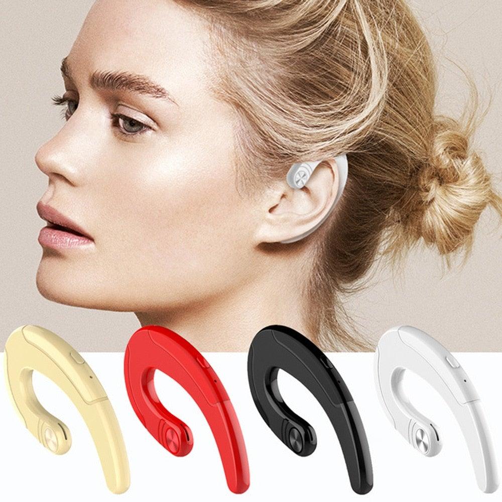 Écouteur unique Bluetooth pour bureau, écouteur sans douleur exquis, suppression du bruit sans fil, écouteurs mains libres à conduction osseuse, casque sans fil avec crochets supra-auriculaires, écouteurs ergonomiques avec micro