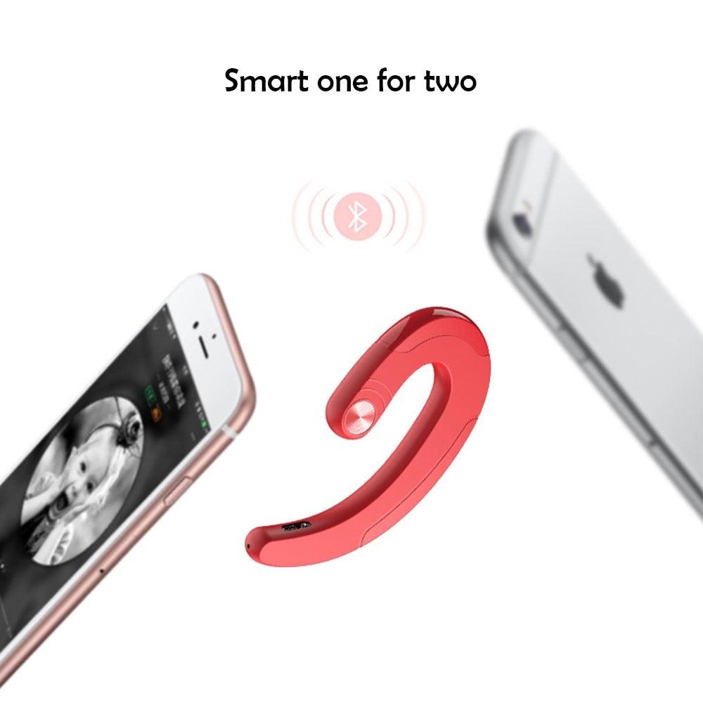 Écouteur unique Bluetooth pour bureau, écouteur sans douleur exquis, suppression du bruit sans fil, écouteurs mains libres à conduction osseuse, casque sans fil avec crochets supra-auriculaires, écouteurs ergonomiques avec micro