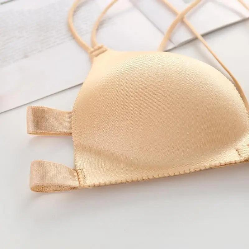 Soutien-gorge dos nu sexy, sans armatures, à fermeture avant, rembourré, bralette push-up sans coutures pour femme.