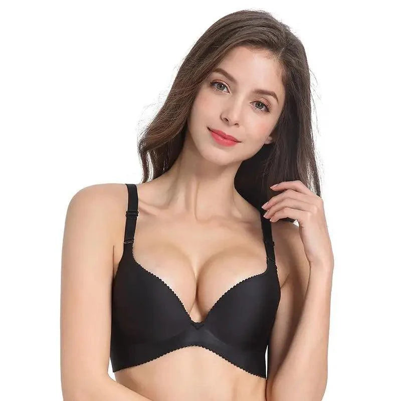 Soutiens-gorge profonds en U sizzle pour femmes et filles Soutiens-gorge push-up Sous-vêtements féminins sans coutures sans dos