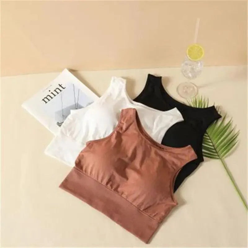 Soutien-gorge de sport éclatant pour femmes, haut de yoga uni, soutien-gorge avec coussinet pour fille, vêtement de sport actif pour entraînement, course, soutien-gorge respirant et doux