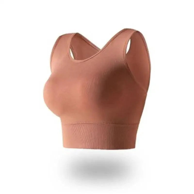 Soutien-gorge de sport éclatant pour femmes, haut de yoga uni, soutien-gorge avec coussinet pour fille, vêtement de sport actif pour entraînement, course, soutien-gorge respirant et doux