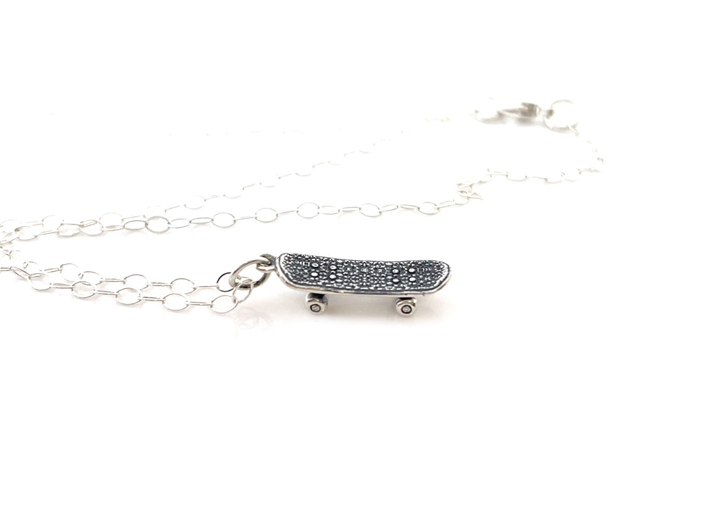 Skateboard Charm Sterling Silver Necklace