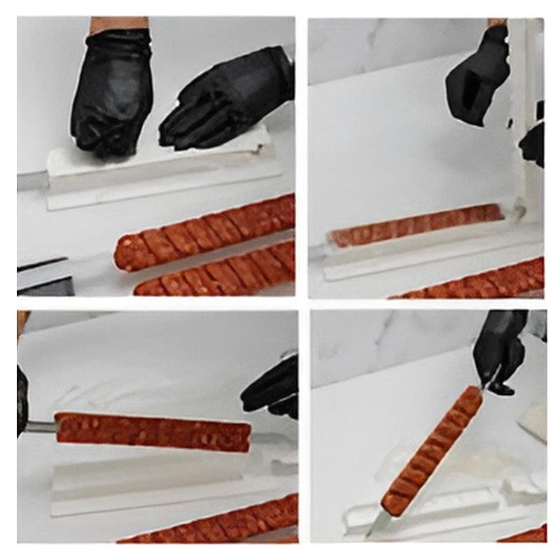 Brochettes Kebab Maker Grill Barbecue Stringer Box Machine Bœuf Viande Légumes Grill Gadget de barbecue extérieur Accessoires de barbecue utiles Brochette manuelle antiadhésive Presse d'aliments Accessoires de cuisine de grill