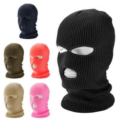Cagoule tricotée, masque facial d'hiver, passe-montagne pour sports d'hiver en extérieur, cagoule tricotée à trois trous, bonnet de ski, bonnet tricoté à 3 trous, masque facial complet, cagoules de fête amusantes, bonnets brodés, cagoule tricotée à trou.
