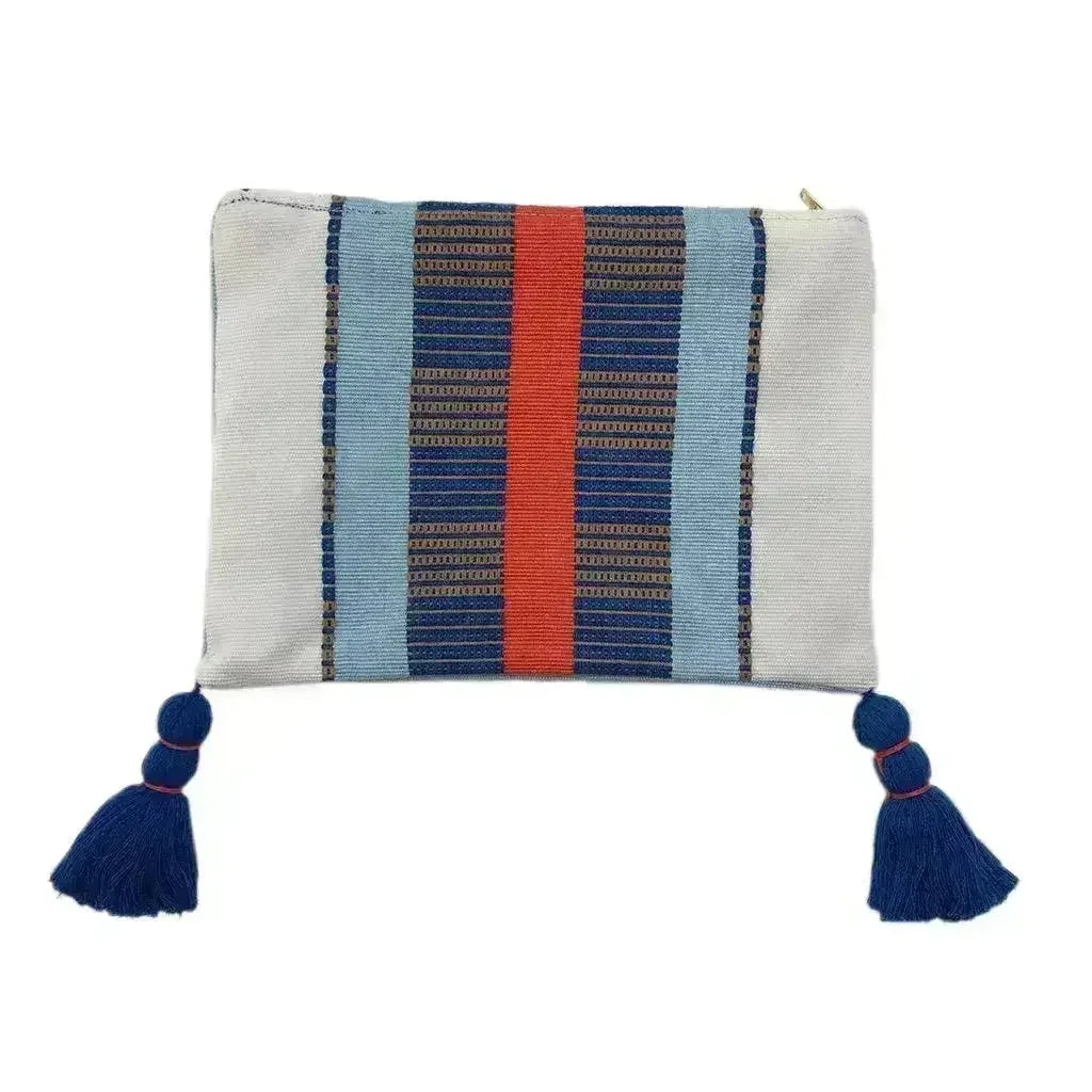Pochette à poignée rayée blanche