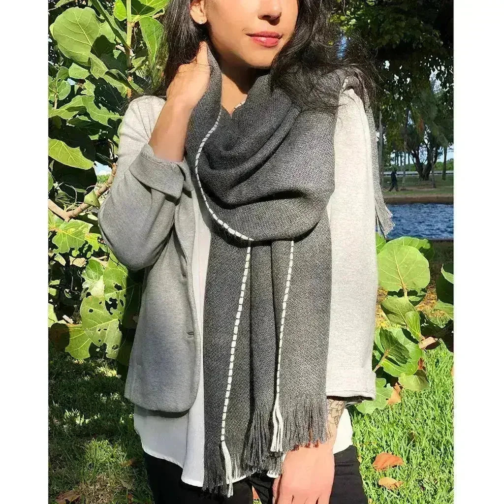 Écharpe Andes en laine de bébé alpaga anthracite