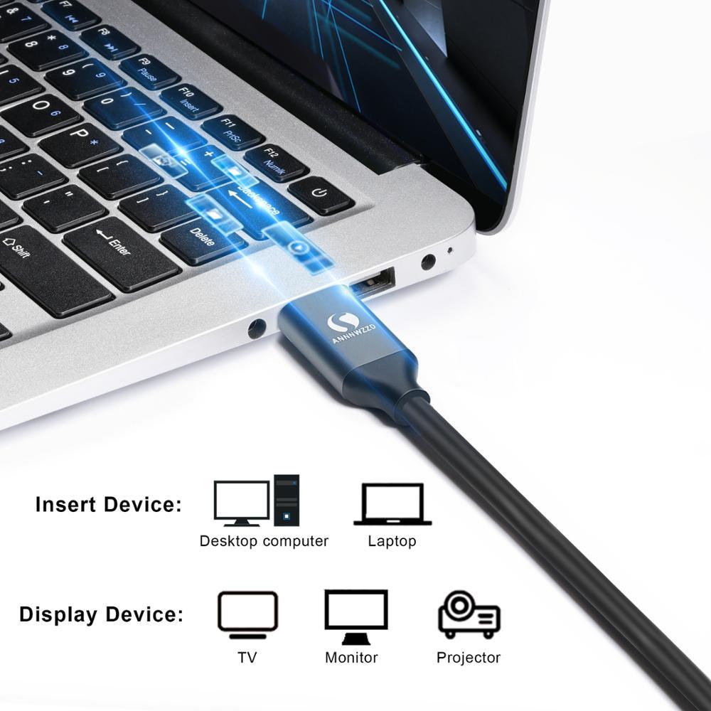 Câble adaptateur DisplayPort fin et flexible 1.4 8K HDR 60Hz 4K@144Hz 32,4 Gbit/s pour PC portable TV moniteur projecteur