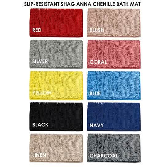 Tapis de bain doux et absorbant en chenille Anna, antidérapant, 43 x 61 cm