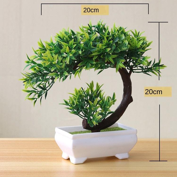 Petits bonsaïs décoratifs verts artificiels - Fleurs vertes artificielles en pot - Ornements pour la maison, le jardin, les fêtes et les hôtels