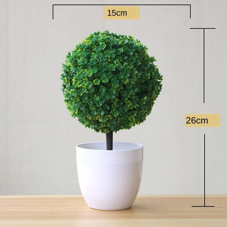 Petits bonsaïs décoratifs verts artificiels - Fleurs vertes artificielles en pot - Ornements pour la maison, le jardin, les fêtes et les hôtels