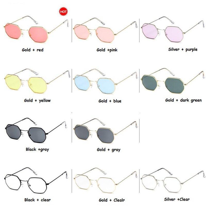 Lunettes de soleil petit polygone pour femmes et hommes - Lunettes de soleil délicates en métal - Cadre rétro classique de petite taille pour femmes - Lunettes de soleil design pour hommes