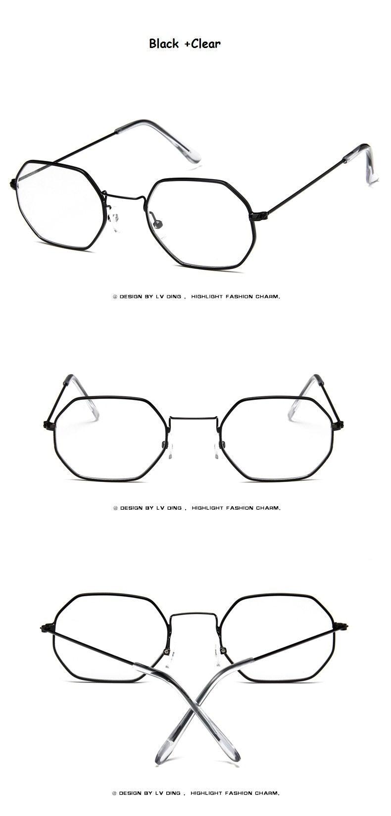 Lunettes de soleil petit polygone pour femmes et hommes - Lunettes de soleil délicates en métal - Cadre rétro classique de petite taille pour femmes - Lunettes de soleil design pour hommes