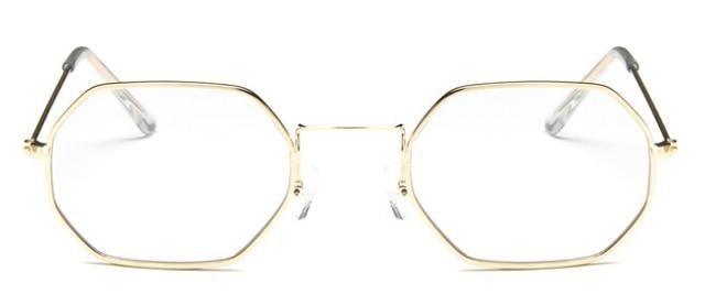 Lunettes de soleil petit polygone pour femmes et hommes - Lunettes de soleil délicates en métal - Cadre rétro classique de petite taille pour femmes - Lunettes de soleil design pour hommes