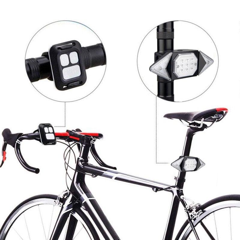 Feu intelligent de vélo avec télécommande sans fil, feu arrière clignotant de cyclisme, rechargeable par USB, signaux de direction avec télécommande sans fil, feu de sécurité rechargeable pour le cyclisme, convient à tout vélo