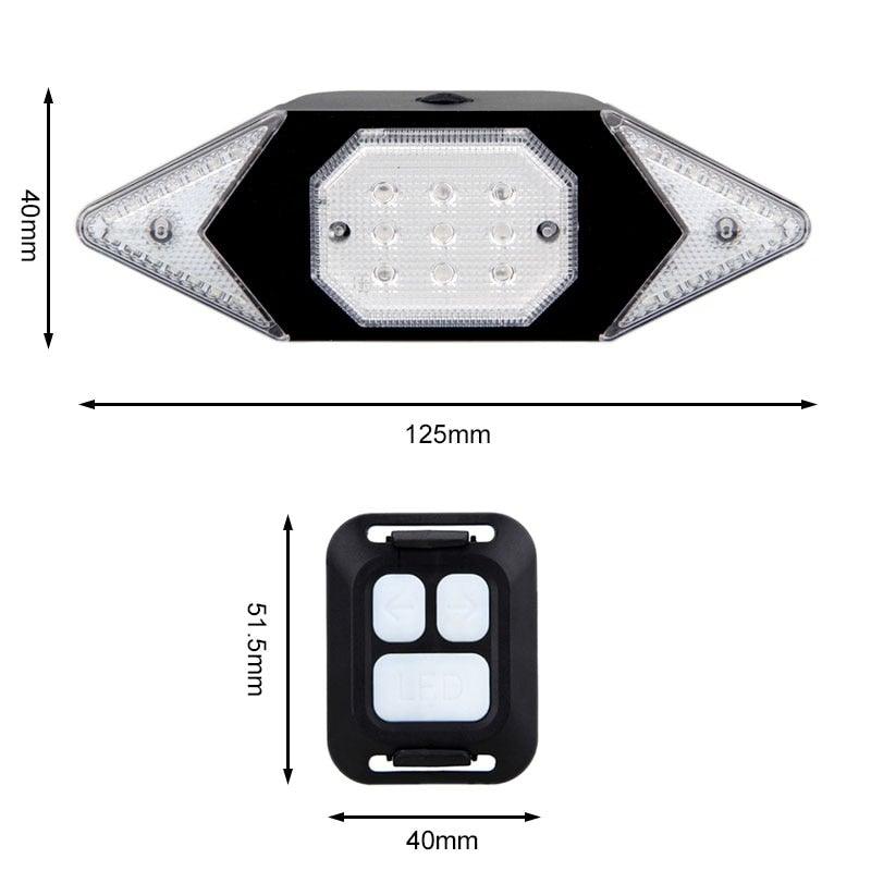 Feu intelligent de vélo avec télécommande sans fil, feu arrière clignotant de cyclisme, rechargeable par USB, signaux de direction avec télécommande sans fil, feu de sécurité rechargeable pour le cyclisme, convient à tout vélo