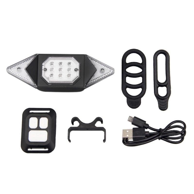 Feu intelligent de vélo avec télécommande sans fil, feu arrière clignotant de cyclisme, rechargeable par USB, signaux de direction avec télécommande sans fil, feu de sécurité rechargeable pour le cyclisme, convient à tout vélo