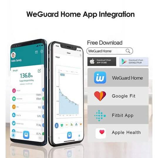 Pèse-personne numérique intelligent avec suivi de la fréquence cardiaque, de la graisse corporelle, de l'IMC et application