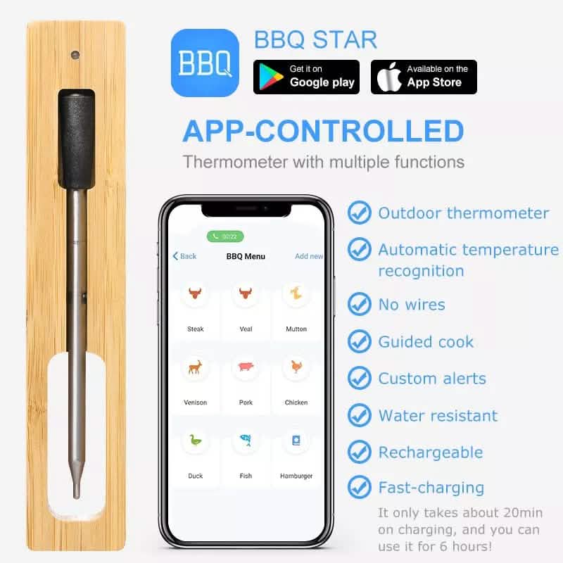 Thermomètre à viande intelligent avec Bluetooth
