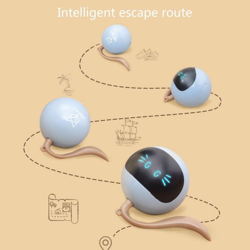 Jouet intelligent pour animaux de compagnie USB rechargeable Balle de sport Drôle de jeu Rouleau Le meilleur cadeau de divertissement et d'exercice pour chat intelligent Balle sautante électrique Jouets auto-rotatifs Balle roulante et sautante pour chats