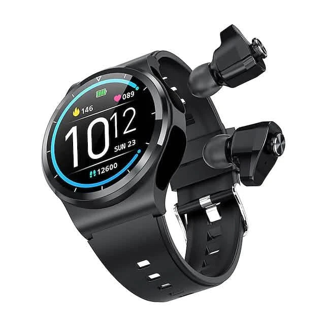 Montre connectée avec écouteurs, 1,28 pouce étanche Bluetooth, montre de fitness