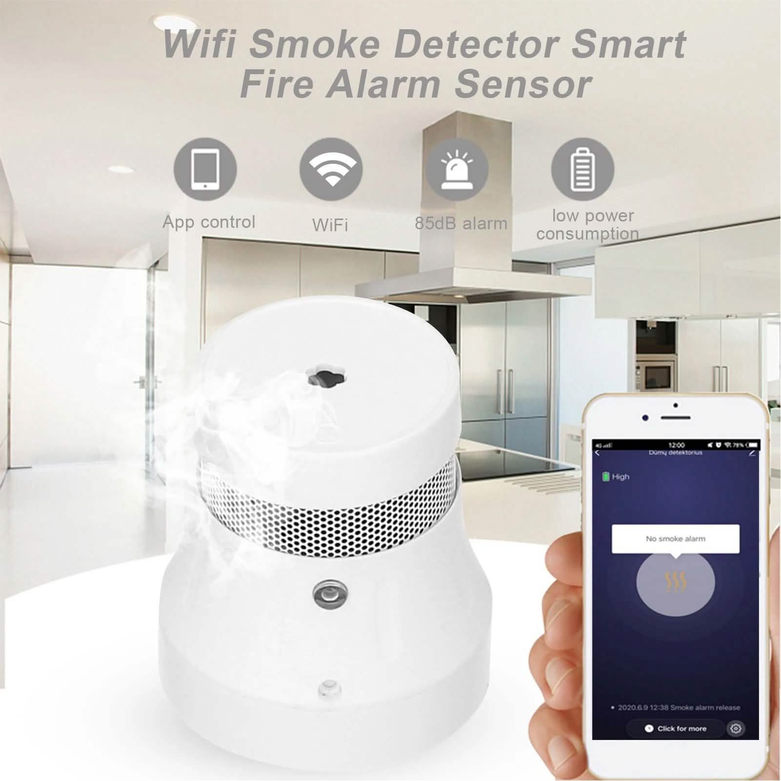Détecteur de fumée photoélectrique autonome intelligent avec WiFi