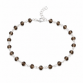 Smoky Quartz Wire Wrapped Sterling Silver Bracelet