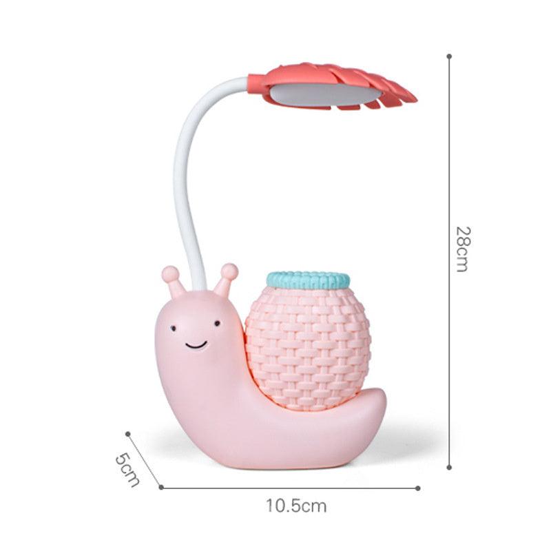 Lampe de table à LED Snail, jolie lampe de bureau avec porte-stylo, veilleuse de lecture pour enfants, chambre à coucher, dortoir universitaire, protection des yeux, organisateur réglable, jolies lampes d'étude pour la décoration de chambre.