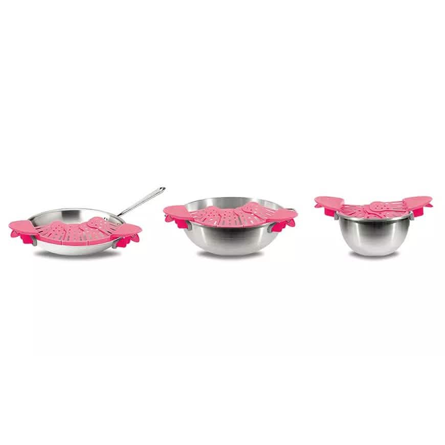Égouttoir mains libres Snapbit compatible avec toutes les tailles de casseroles, poêles ou bols