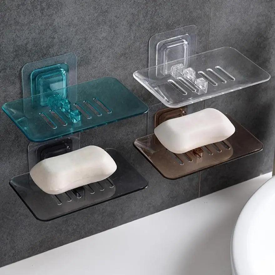 Porte-savon à ventouse pour salle de bain - Boîte à savon transparente avec égouttoir - Support mural à ventouse pour douche de salle de bain