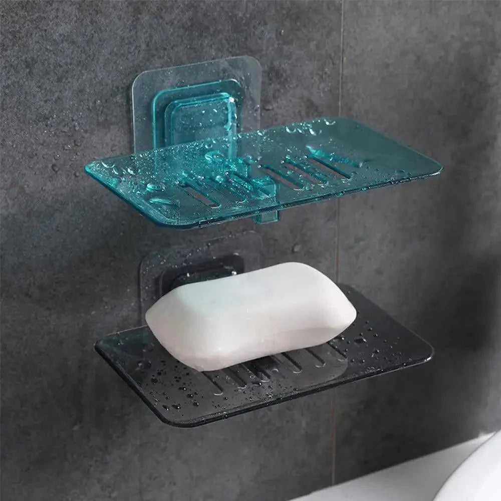 Porte-savon à ventouse pour salle de bain - Boîte à savon transparente avec égouttoir - Support mural à ventouse pour douche de salle de bain