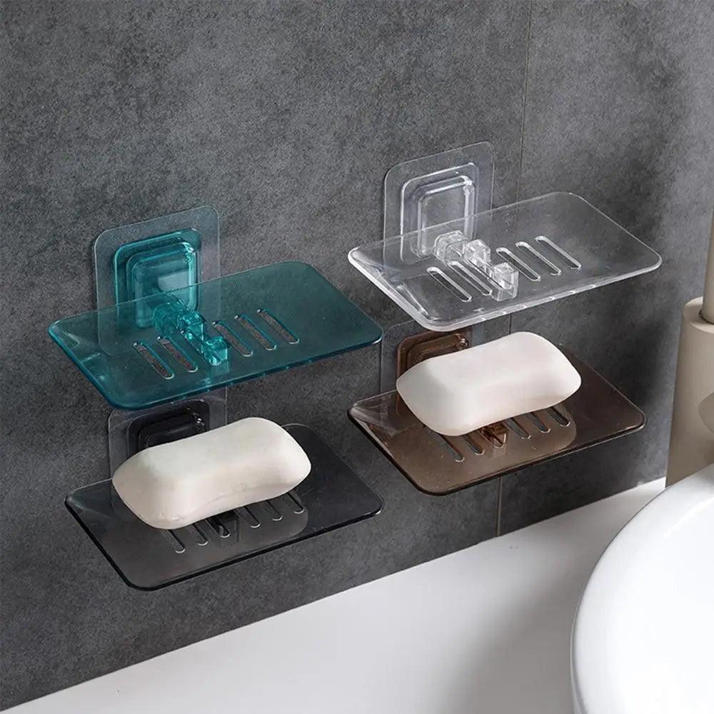 Porte-savon à ventouse pour salle de bain - Boîte à savon transparente avec égouttoir - Support mural à ventouse pour douche de salle de bain