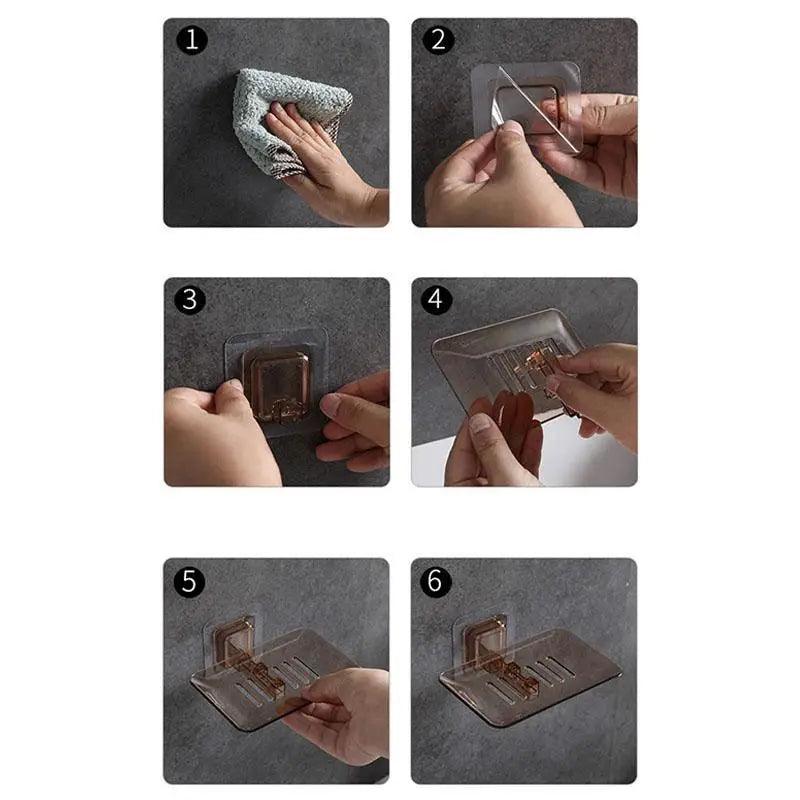 Porte-savon mural sans perçage, double couche, porte-savon éponge, accessoires de salle de bain, porte-savon auto-adhésif, porte-savon de douche, étui à savon de salle de bain, support éponge adhésif pour évier de cuisine, égouttoir mural pour savon