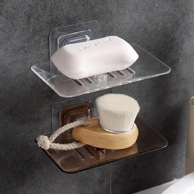 Porte-savon mural sans perçage, double couche, porte-savon éponge, accessoires de salle de bain, porte-savon auto-adhésif, porte-savon de douche, étui à savon de salle de bain, support éponge adhésif pour évier de cuisine, égouttoir mural pour savon