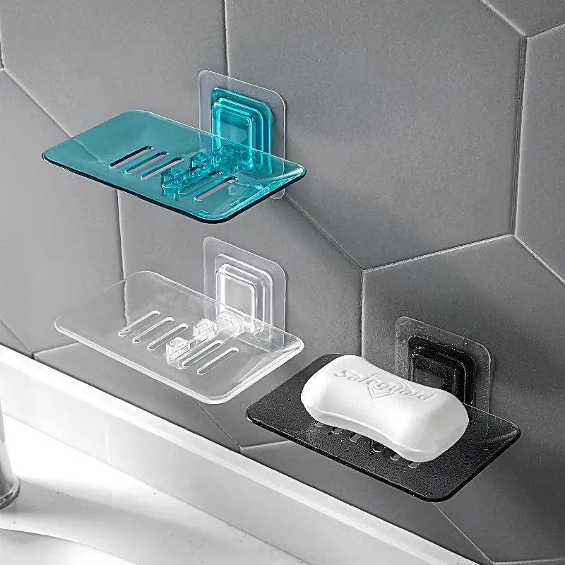 Porte-savon mural sans perçage, double couche, porte-savon éponge, accessoires de salle de bain, porte-savon auto-adhésif, porte-savon de douche, étui à savon de salle de bain, support éponge adhésif pour évier de cuisine, égouttoir mural pour savon
