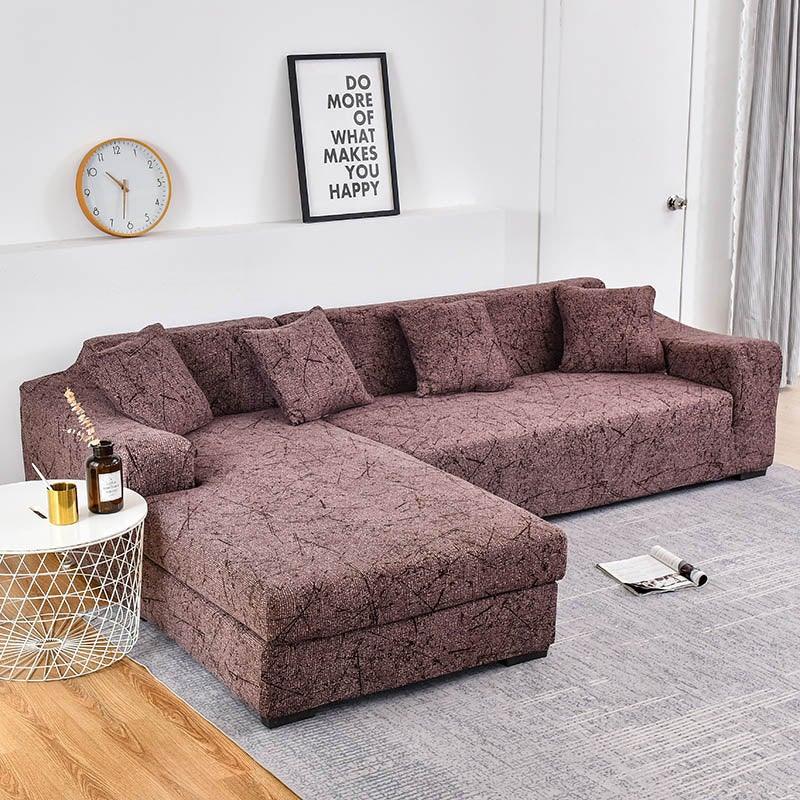 Housse de canapé géométrique, housse de canapé élastique pour salon, animaux domestiques, canapé d'angle en forme de L, housse de canapé en forme de L avec bas élastique, ensemble Jacquard pour salon