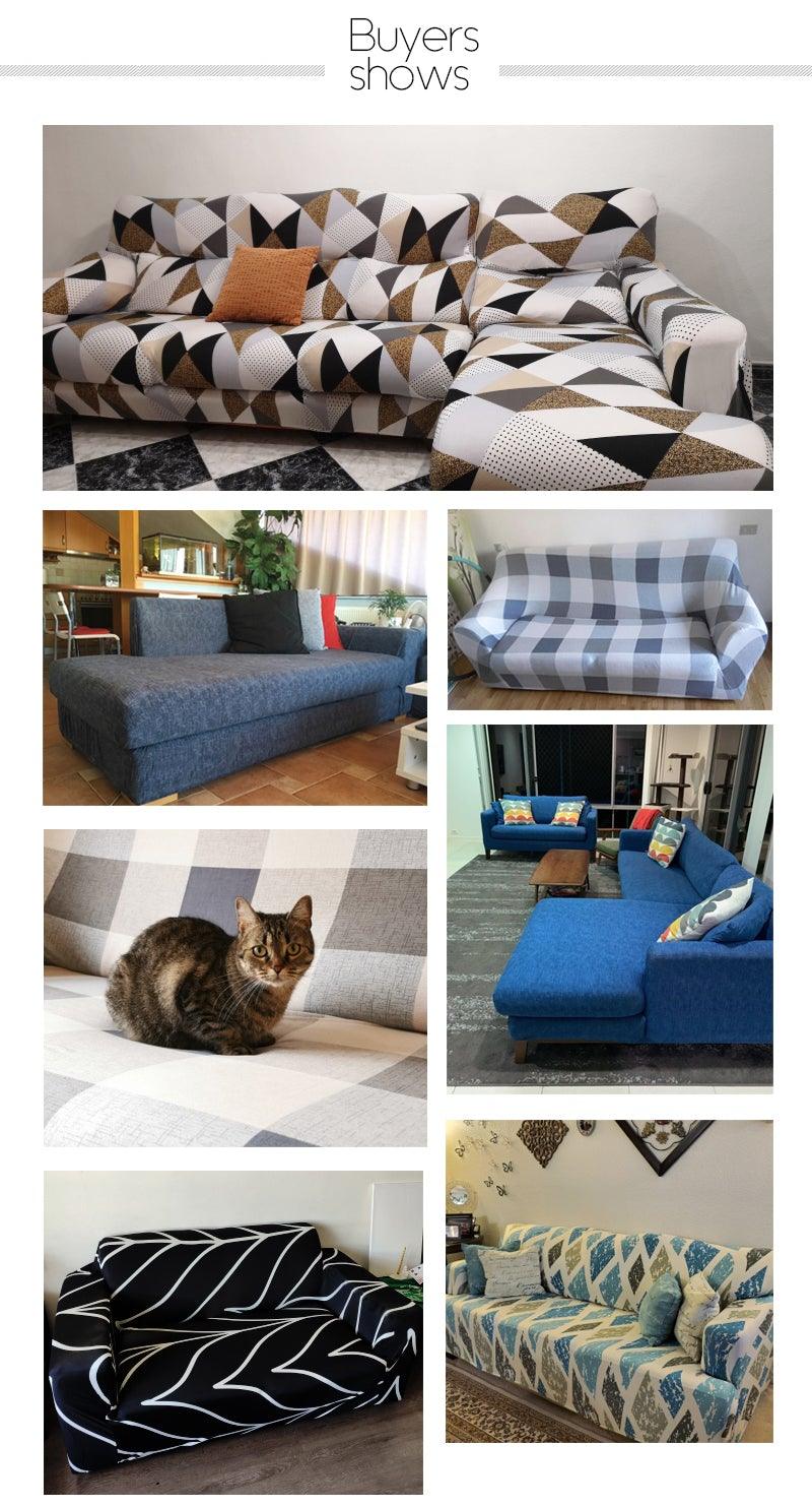 Housse de canapé géométrique, housse de canapé élastique pour salon, animaux domestiques, canapé d'angle en forme de L, housse de canapé en forme de L avec bas élastique, ensemble Jacquard pour salon