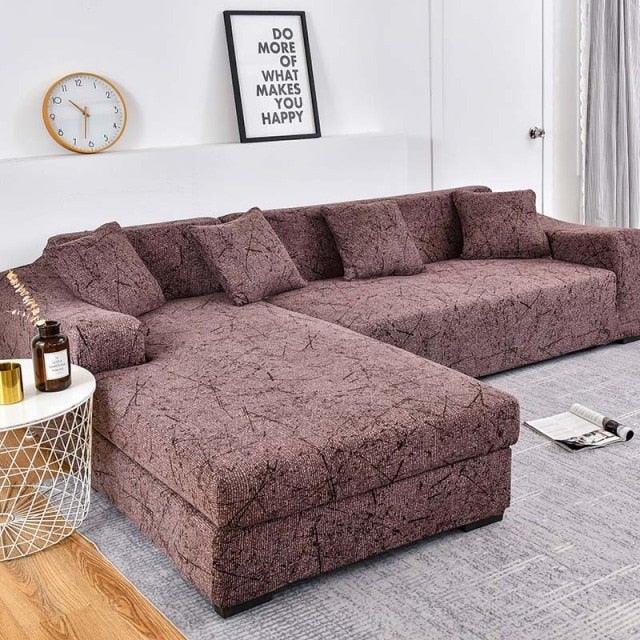 Housse de canapé géométrique, housse de canapé élastique pour salon, animaux domestiques, canapé d'angle en forme de L, housse de canapé en forme de L avec bas élastique, ensemble Jacquard pour salon