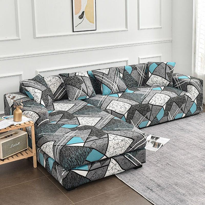 Housse de canapé géométrique, housse de canapé élastique pour salon, animaux domestiques, canapé d'angle en forme de L, housse de canapé en forme de L avec bas élastique, ensemble Jacquard pour salon