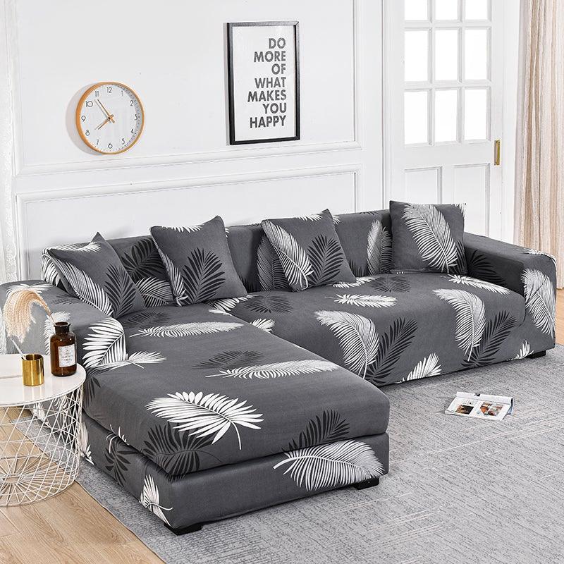 Housse de canapé géométrique, housse de canapé élastique pour salon, animaux domestiques, canapé d'angle en forme de L, housse de canapé en forme de L avec bas élastique, ensemble Jacquard pour salon