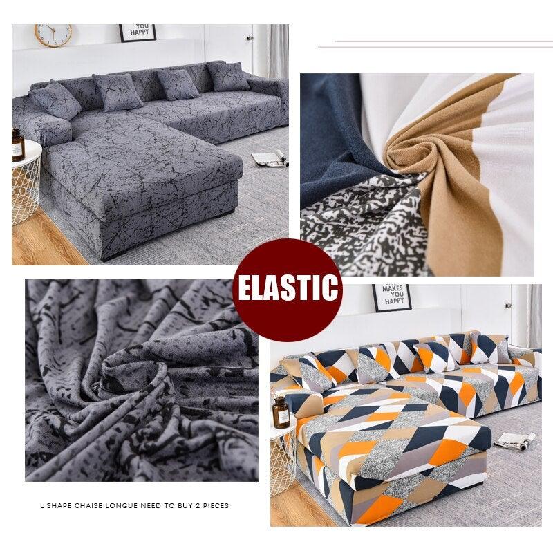 Housse de canapé géométrique, housse de canapé élastique pour salon, animaux domestiques, canapé d'angle en forme de L, housse de canapé en forme de L avec bas élastique, ensemble Jacquard pour salon