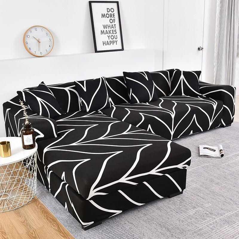 Housse de canapé géométrique, housse de canapé élastique pour salon, animaux domestiques, canapé d'angle en forme de L, housse de canapé en forme de L avec bas élastique, ensemble Jacquard pour salon